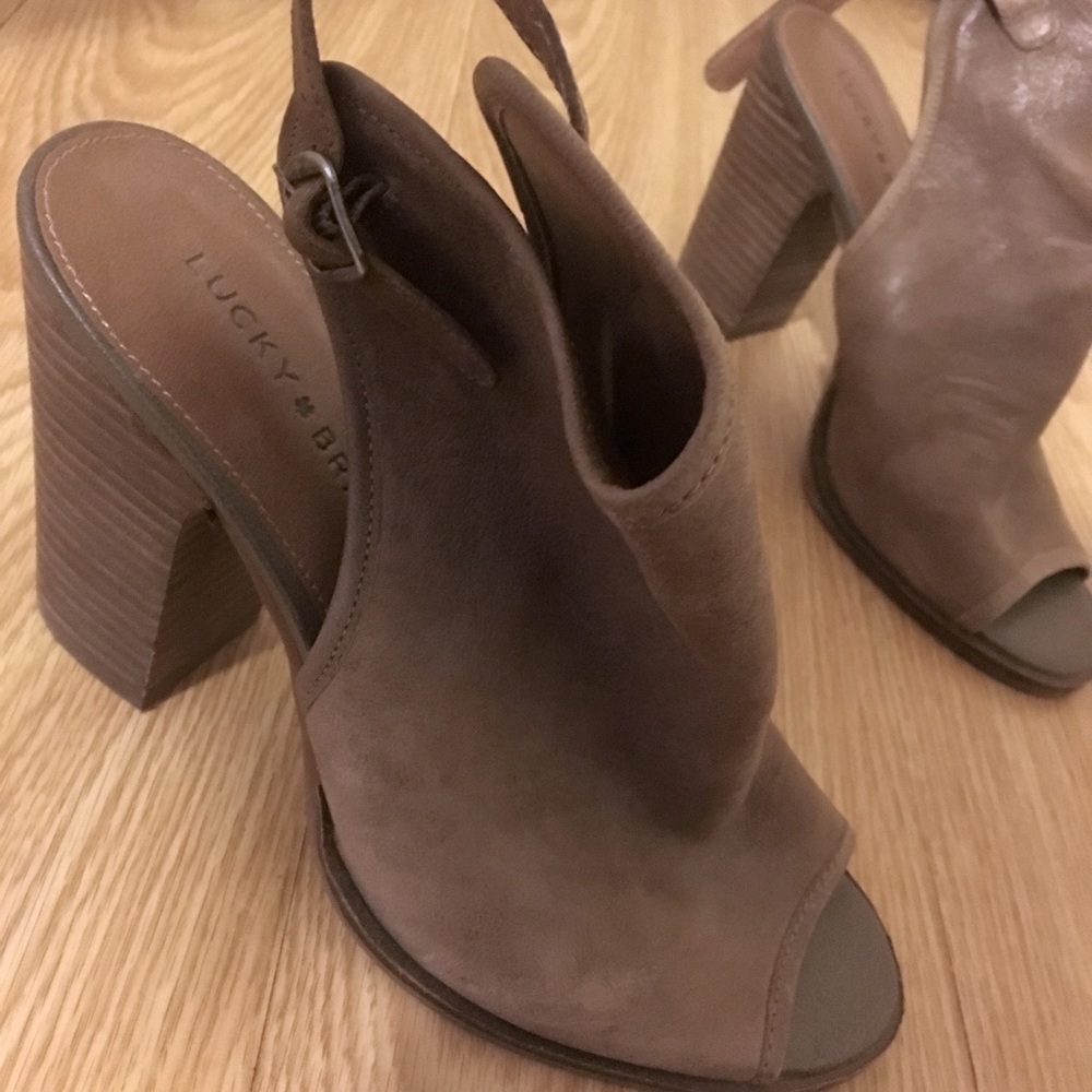 Lucky Brand leather peep toe high heel size 7.5